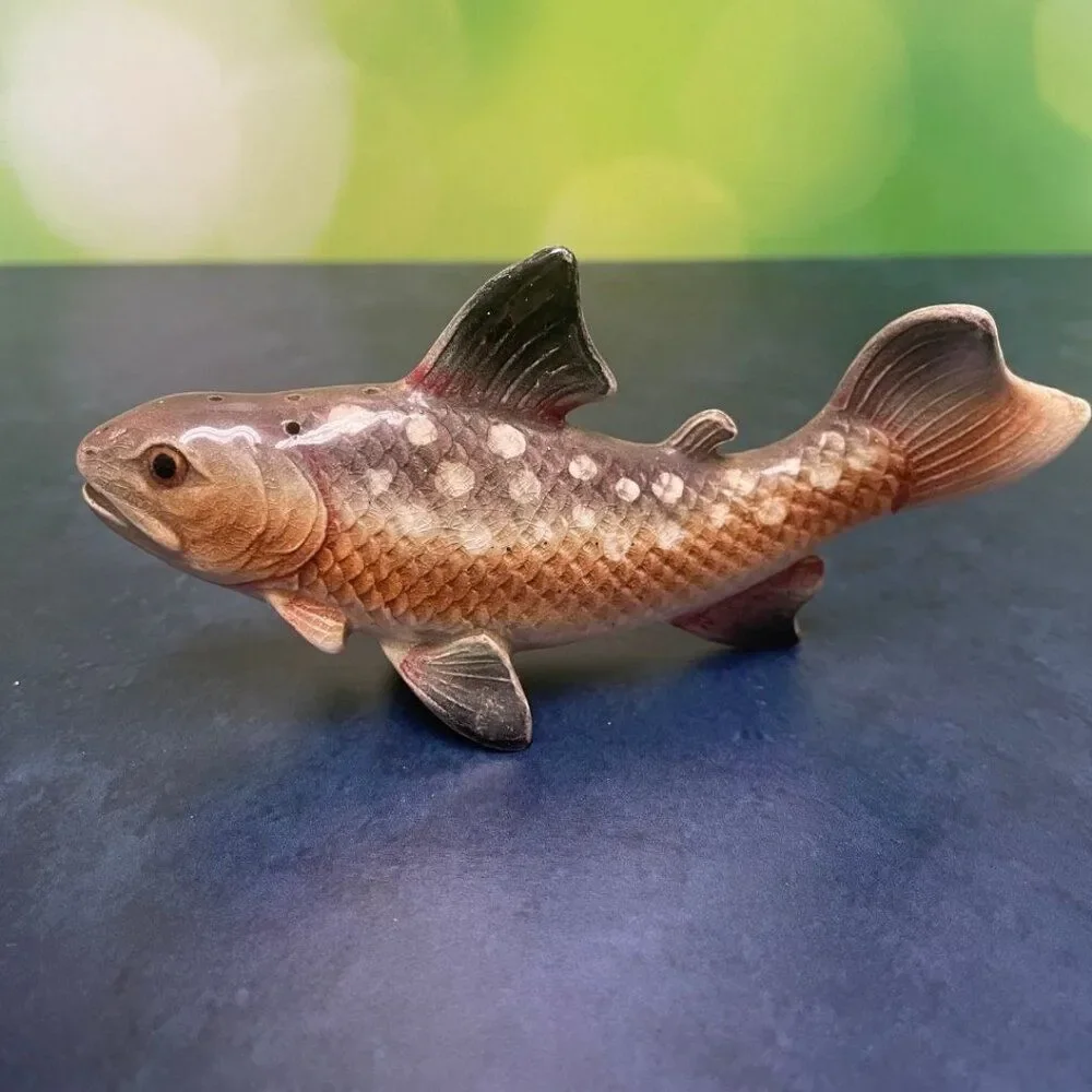 Vintage 1950s Hand-Painted Rock Bass (or Trout) Salt & Pepper Shakers